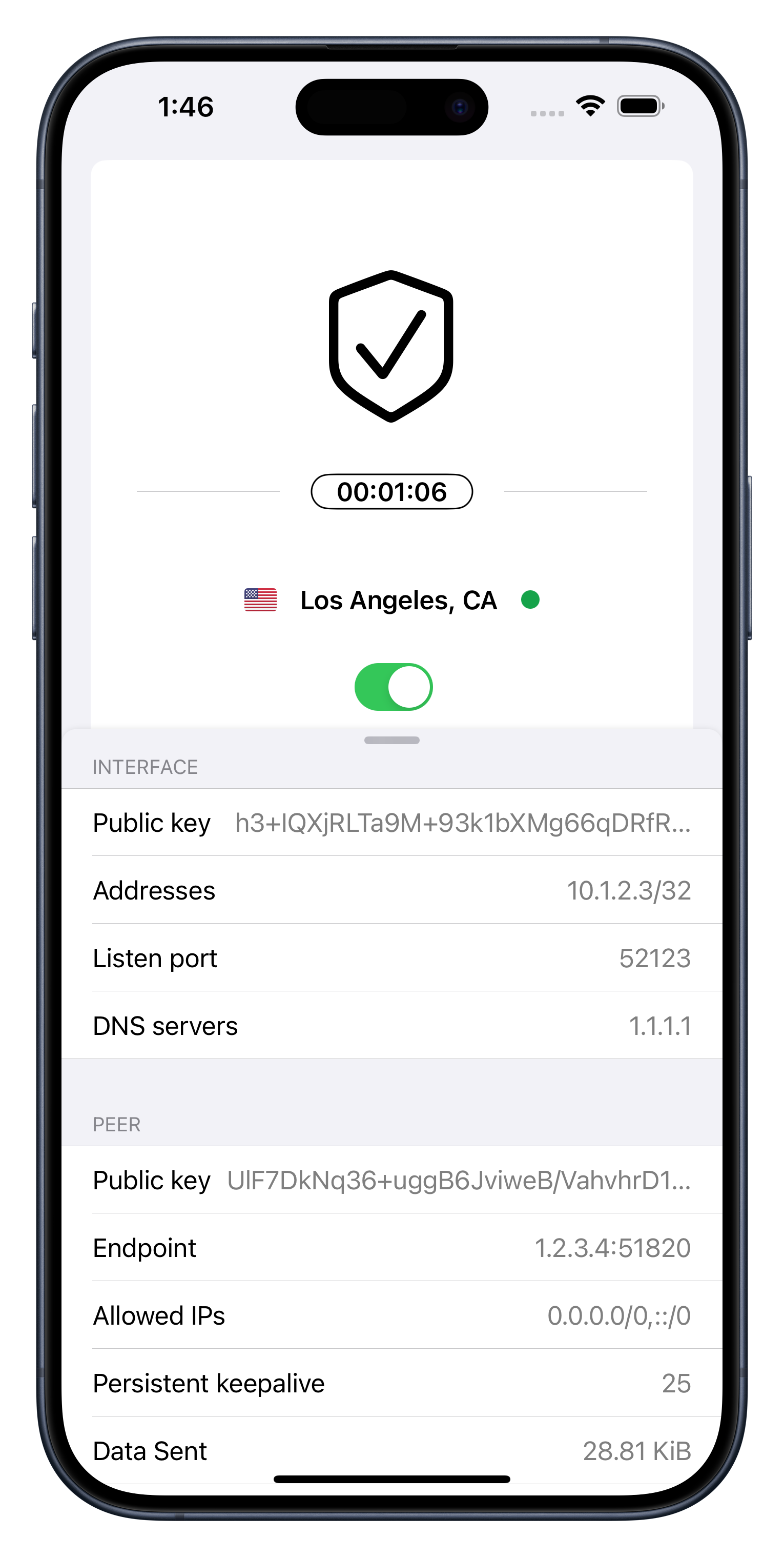 Los Angeles VPN on iPhone